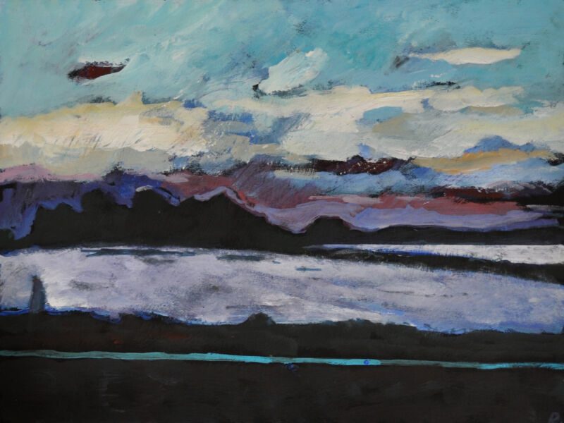 Out Of The Night. Autobahn Imperia–Mailand, 2012, Tempera auf Papier, 23 x 30,5 cm, Malerei aus der Serie «Out Of The Night. Autobahn Imperia–Mailand»
