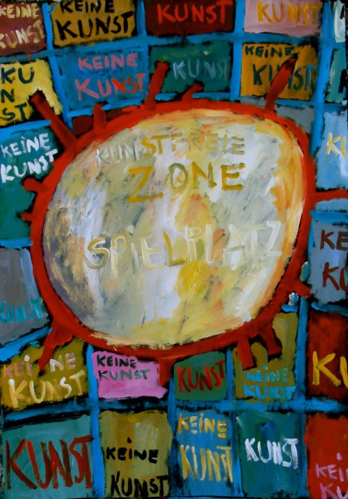 Kunstfreie Zone, Spielplatz, 2007, Gouache auf Papier, 100 x 70 cm