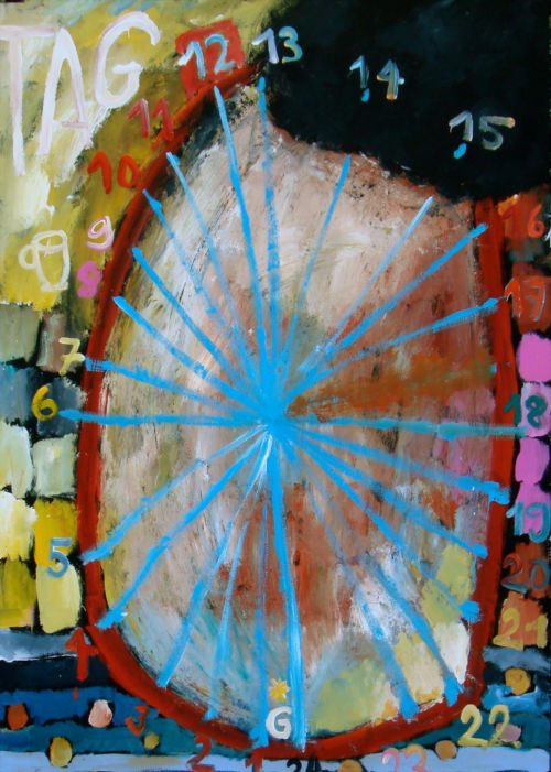 Nachmittägliches Energieloch, 2007, Gouache auf Papier, 100 x 70 cm