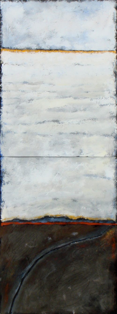 Flug über Kanada, 2007, Tempera auf Papier, 80 x 30 cm, Malerei aus der Serie «Flugbilder»