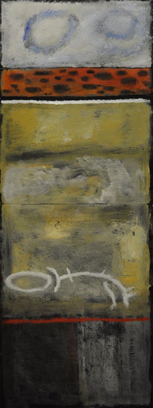 Flug über Kanada, 2007, Tempera auf Papier, 80 x 30 cm, Malerei aus der Serie «Flugbilder»
