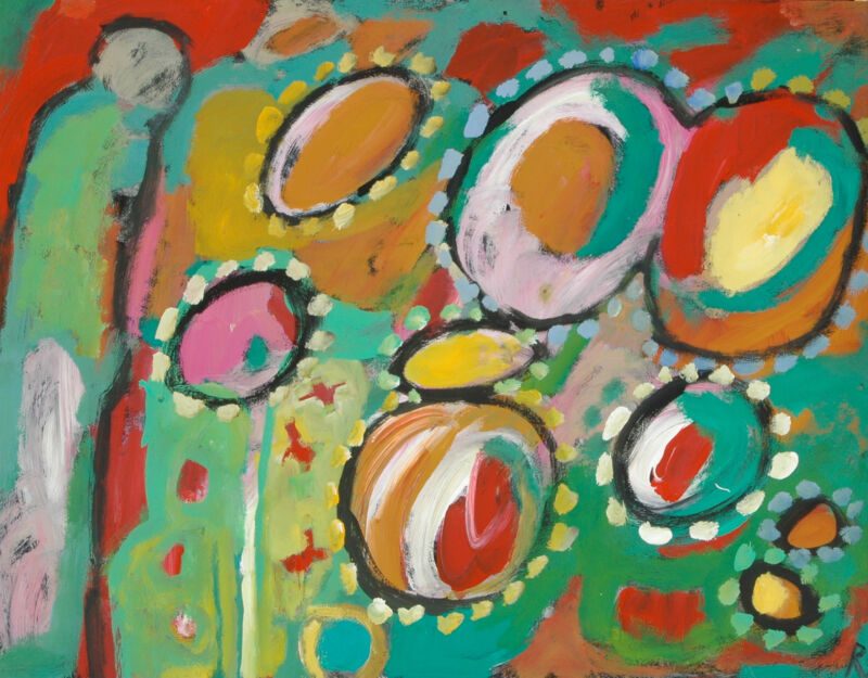 Blick in den Garten, 2011, Gouache auf Papier, 50 x 65 cm, Malerei aus der Serie «Frühling»