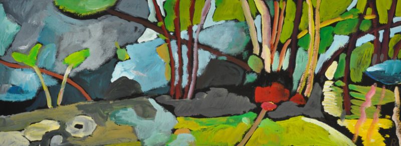 Frühling in Ligurien, 2014, Tempera auf Papier, 15 x 40 cm, Malerei aus der Serie «Frühling»