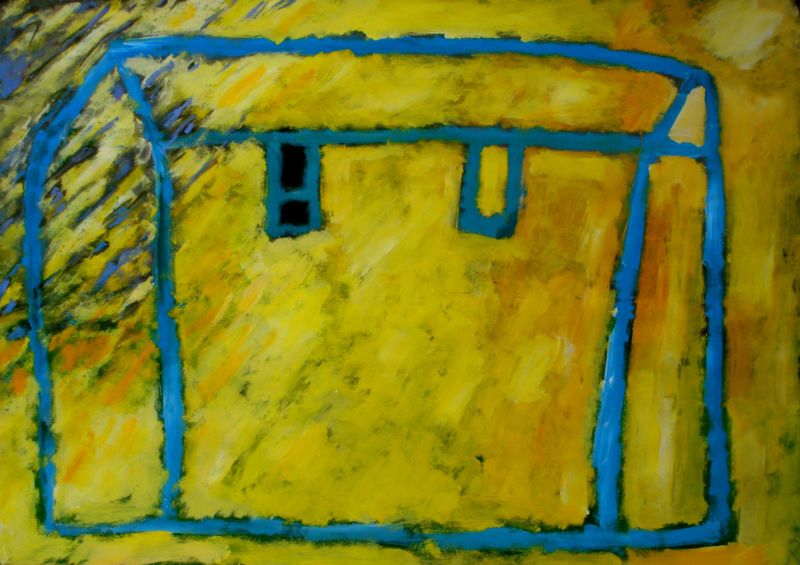 Haus im Morgenlicht, 2007, Gouache auf Papier, 70 x 100 cm, Malerei aus der Serie «Häuser»