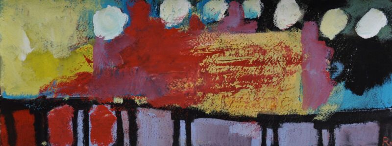 Hawaii, 2012, Tempera auf Papier, 15 x 40 cm, Malerei aus der Serie «Hawaii»