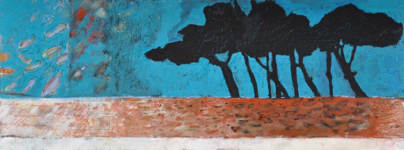 Hawaii, 2012, Tempera auf Papier, 15 x 40 cm, Malerei aus der Serie «Hawaii»