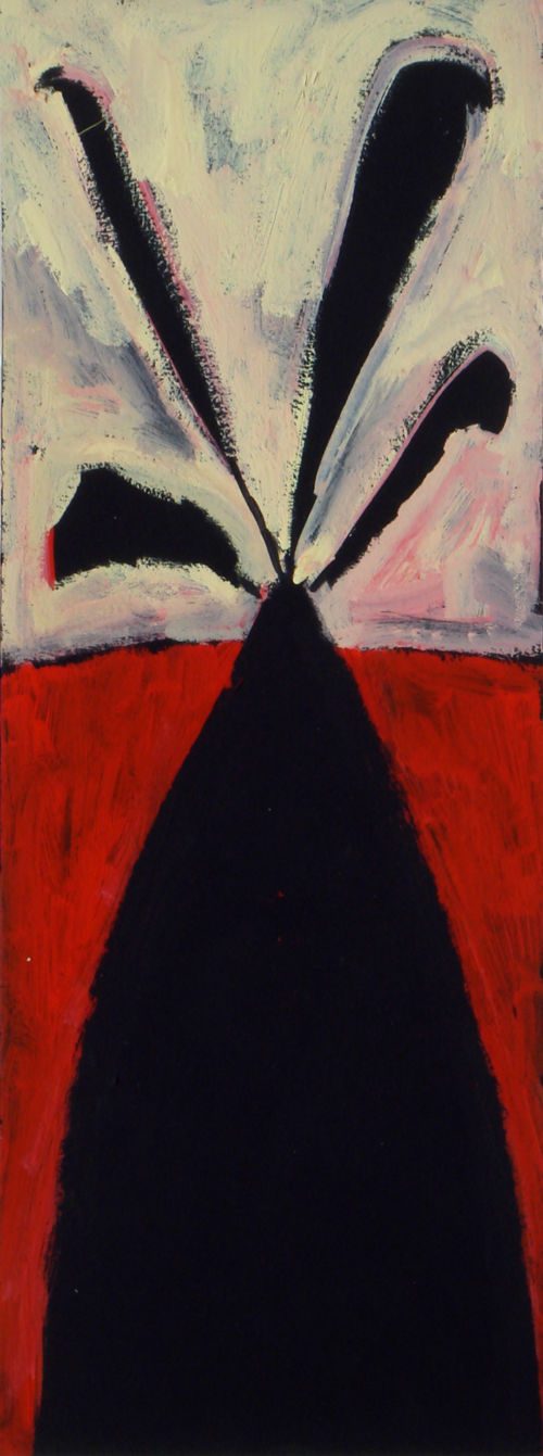Palme, 2007 – 2008, Gouache auf Papier, 40 x 15 cm, Malerei aus der Serie «Palmen und andere Bäume»