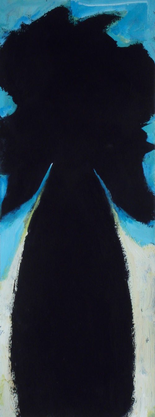 Palme, 2007 – 2008, Gouache auf Papier, 40 x 15 cm, Malerei aus der Serie «Palmen und andere Bäume»