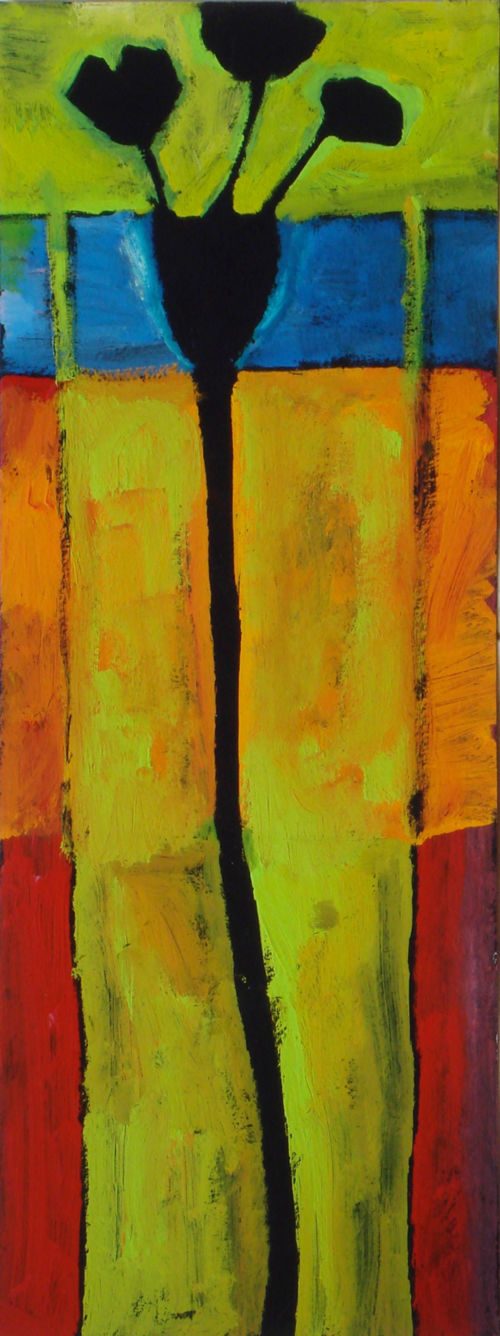 Palme, 2007 – 2008, Gouache auf Papier, 40 x 15 cm, Malerei aus der Serie «Palmen und andere Bäume»