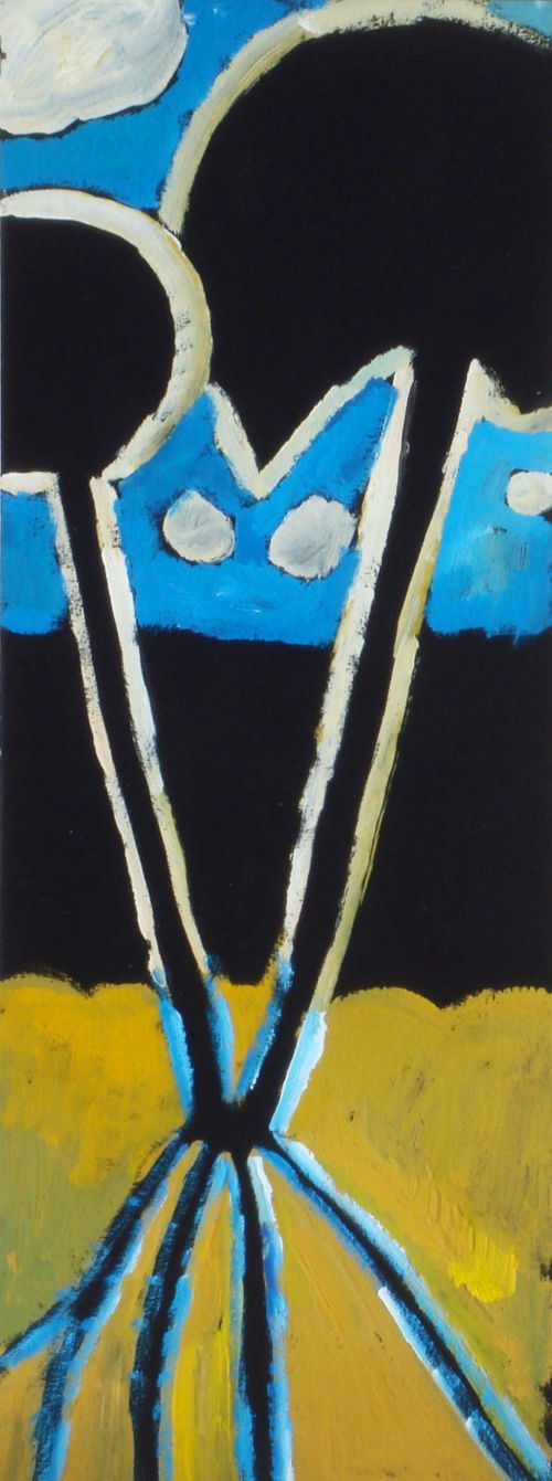 Palme, 2007 – 2008, Gouache auf Papier, 40 x 15 cm, Malerei aus der Serie «Palmen und andere Bäume»