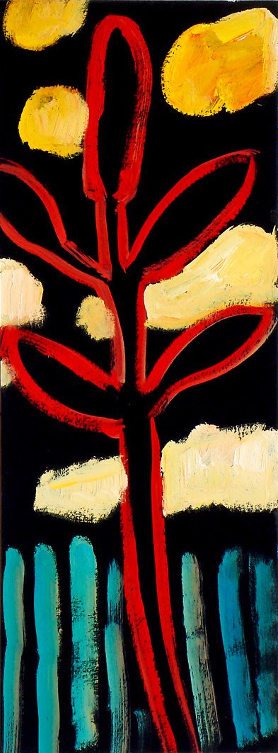 Palme, 2007 – 2008, Gouache auf Papier, 40 x 15 cm, Malerei aus der Serie «Palmen und andere Bäume»
