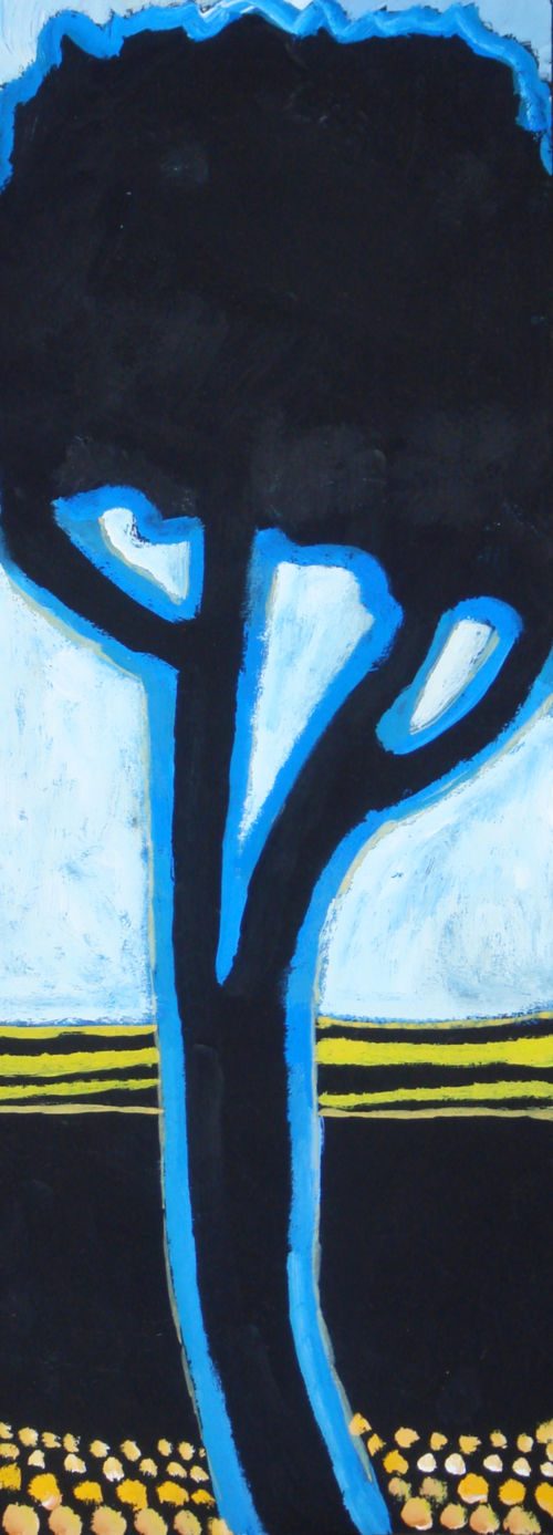Palme, 2007 – 2008, Gouache auf Papier, 40 x 15 cm, Malerei aus der Serie «Palmen und andere Bäume»