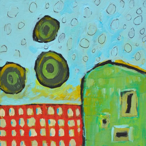 Am Strand, 2011, Acryl auf MDF, 15 x 15 cm, Malerei aus der Serie «Sommerland»