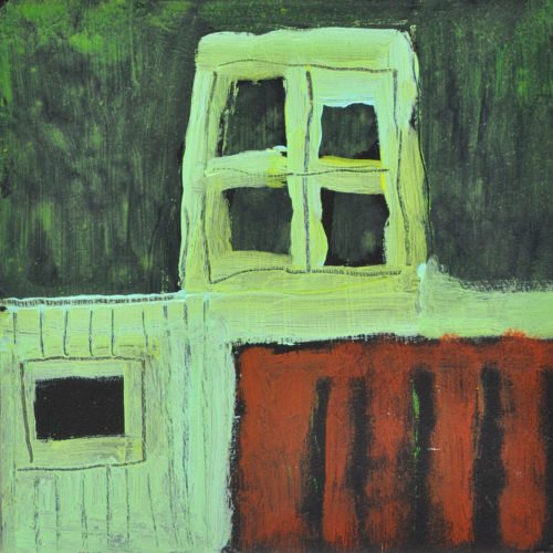 Häuser, 2011, Acryl auf MDF, 15 x 15 cm, Malerei aus der Serie «Sommerland»