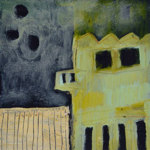 Häuser, 2011, Acryl auf MDF, 15 x 15 cm, Malerei aus der Serie «Sommerland»