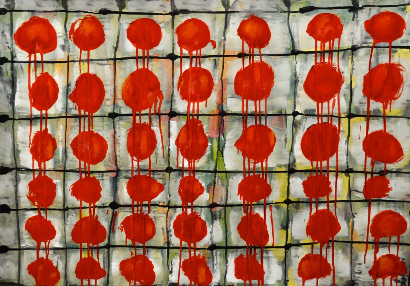 Tropfen, 2014, Gouache auf Papier, 70 x 100cm, Malerei aus der Serie «Tropfen»