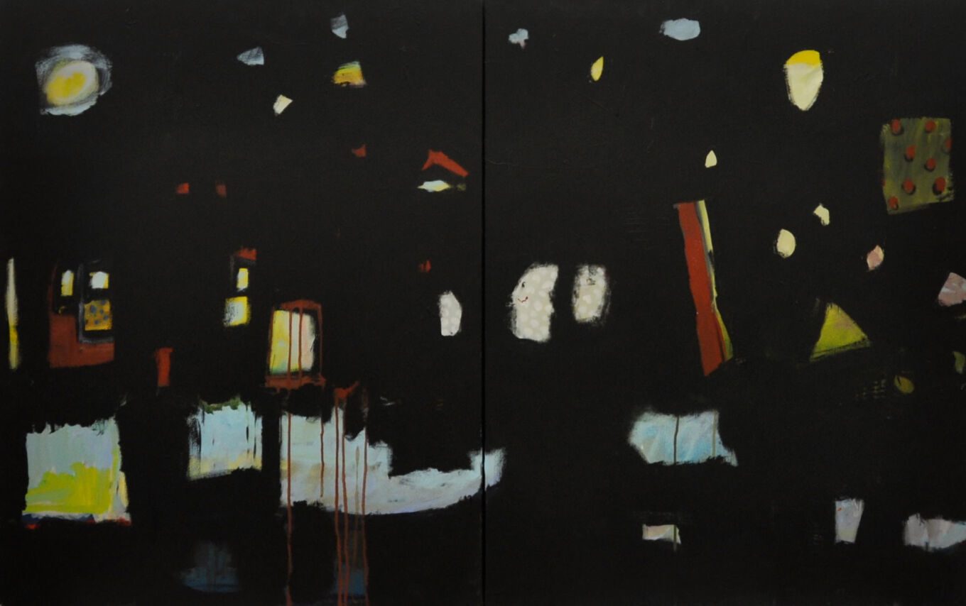 Dezembernacht, 2014, Acryl auf Leinwand, 93 x 146 cm, Malerei aus der Serie «Winter»