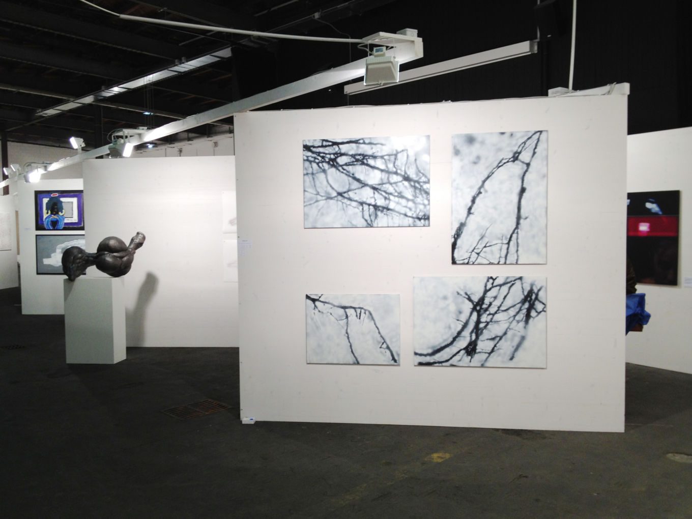 Ausstellungsansicht: Visarte presents: Schöne Bescherung, Art Dock Zürich, 6. Dezember 2014 – 25. Januar 2015: Efeu, 2014, Gouache / Acryl auf Papier / Alu, 70 x 100 cm