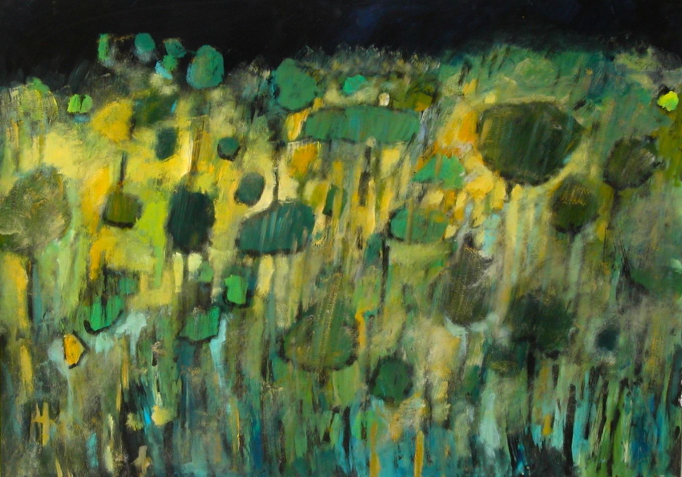 Grüner Mohn, 2005, Gouache auf Papier, 70 x 100 cm, Malerei aus der Serie «Natur»