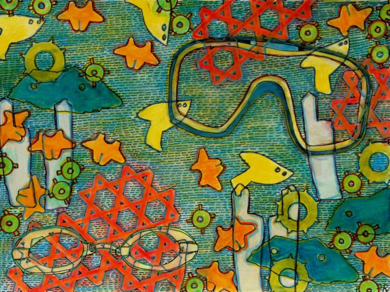 Strandgut, 2009, Tuschestift, Farbstift, 23 x 30,5 cm, Werk aus der Serie «Strandgut I»