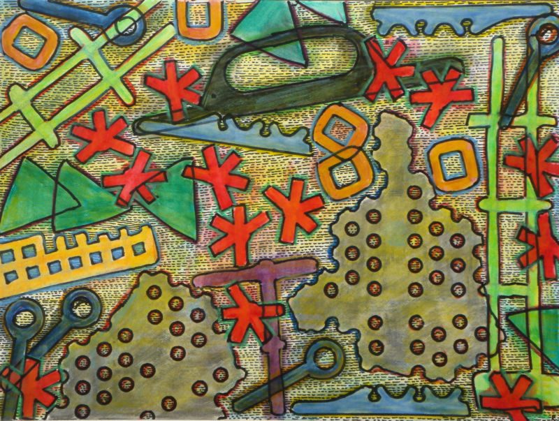 Strandgut, 2009, Tuschestift, Farbstift, 23 x 30,5 cm, Werk aus der Serie «Strandgut I»