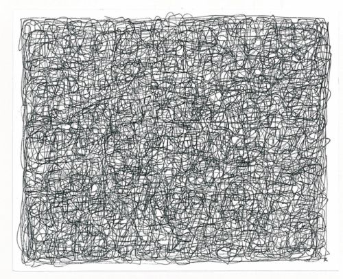 Lebensfäden, 2003, Tuschestift auf Papier, 19 x 24 cm, Zeichnung aus der Serie «Lebensfäden»