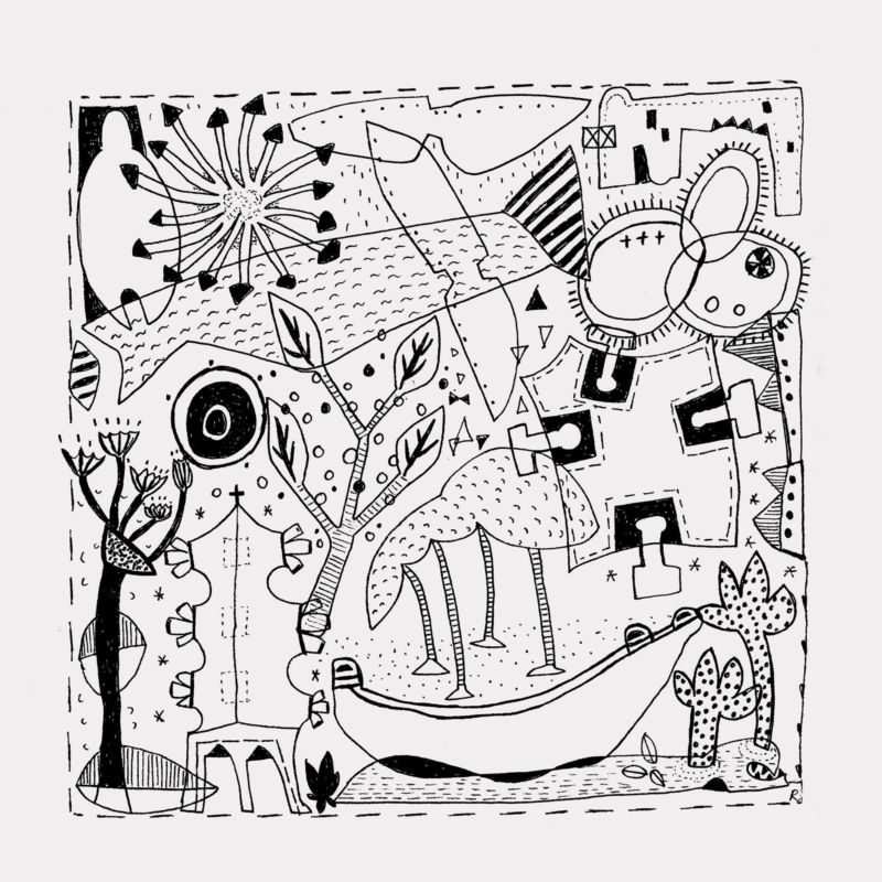 Träume, 2010, Tuschestift auf Papier, 25,4 x 25,4 cm, Zeichnung aus der Serie «Träume»