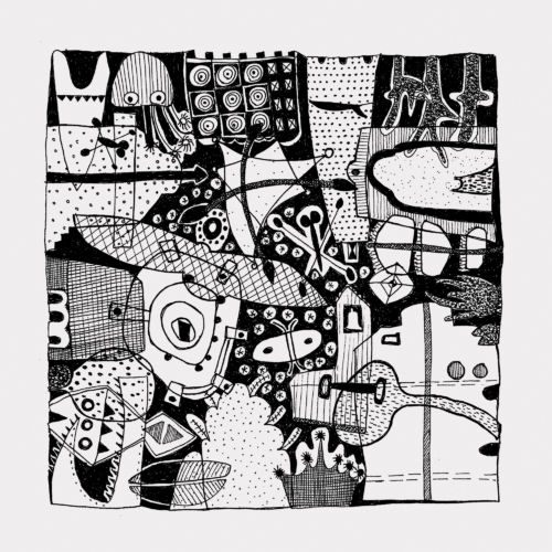 Häuser, 2011, Tuschestift auf Papier, 30 x 30 cm, Zeichnung aus der Serie «Träume»